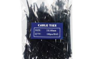 Cable Ties / Nippuside 100x2.5mm 100kpl, musta tai valkoinen