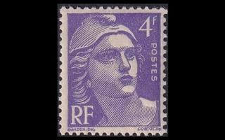 Ranska 794 ** Marianne 4 Fr ruskehtavanlila (1947)