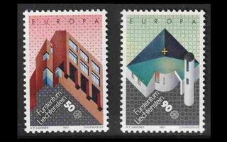 Liechtenstein 916-7 ** Europa moderni arkkitehtuuri (1987)