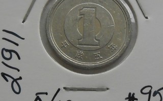 JAPANI  1 Yen-Heisei  v. 5/1993   KM#95