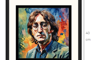 Uusi John Lennon taulu koko 40 cm x 40 cm kehyksineen