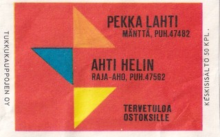 Mänttä, Pekka Lahti. Raha-Aho, Ahti Helin   .b480