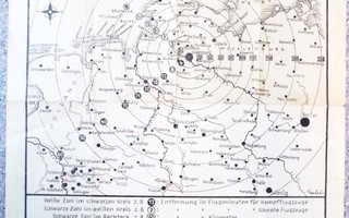 Kartta Hakaristi Saksan lentopommitukset  vuonna 1944