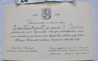 VANHA Kutsu Vapaussota 20 v. Voittojuhla 1938