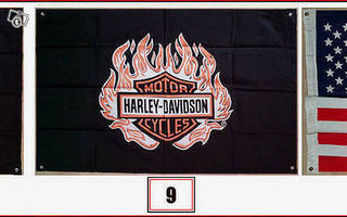 2 kpl erilaisia Harley-Davidson ns. seinälippuja