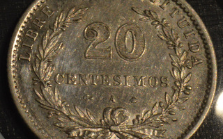 Uruguay 1877 20 Centesimos Hopeaa