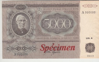 5000 Markkaa 1945 Litt. A Specimen