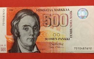 500 markkaa 1986, kunto 6. (KD20)