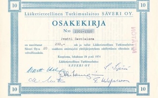 1974 Lääketieteellinen Tutkimuslaitos Säveri Oy Kuopio
