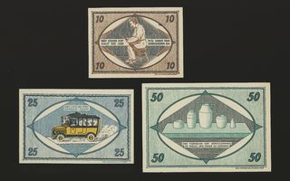 Saksa Notgeld 10, 25, 50 Pfg, Unterweissbach 1921