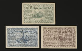 Itävalta Notgeld 10, 20, 50 Heller, Zell ad Pram