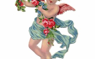 WANHA / Siniviittainen enkeli sirottaa ruusuja. 1930-40-l.