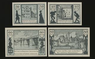 Itävalta Notgeld 20, 40, 60, 80 Heller, Schärding