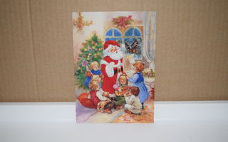 postikortti   Joulupukki lapset  (T)