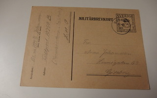 Kulkenut Militärbrevkort , Sverige . Ehiö , v. 1940
