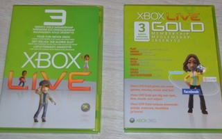 Xbox Live 3kk Gold jäsenyys boksit 2 kpl (käytetyt)