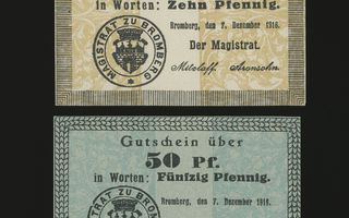 Saksa Notgeld 10, 50 Pfennig, Bromberg 7.12.1916