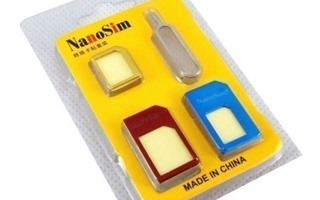 NanoSim SIM-kortti Adapteri sarja, Alumiinia, 4 osaa *UUSI*