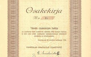 1938 Pamppalan Maatalous Oy, Kivennapa Karjala osakekirja