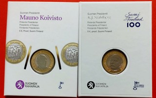 2 x 5 Euro PROOF: Presidentit Koivisto + Ståhlberg