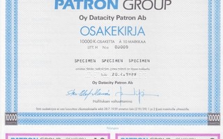 1989 Datacity Patron Oy spec, Turku pörssi osakekirja
