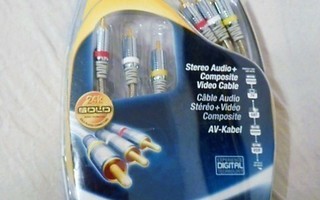 Stereo  Audio - RCA  Video kaapeli 24  karaatin kultaus