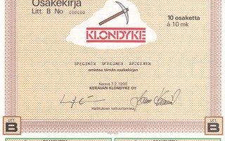1990 Keravan Klondyke Oy spec,  osakekirja