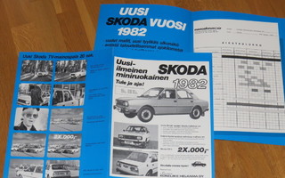 1982 Skoda esite - KUIN UUSI - suomalainen