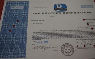 Osakekirja Yhdysvallat The Polymer Corporation 1972