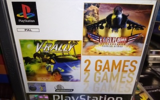 PS1 :  2 GAMES : V-RALLY & EAGLE ONE HARRIER ATTACK