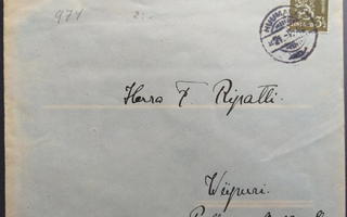 Postileima HUUMALA kirjeellä Viipuriin 1943