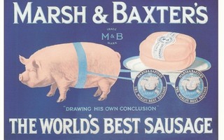 Mainos Marsh & Baxter's makkara  (postikortti)