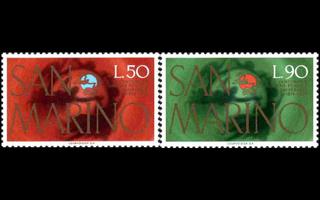 San Marino 1075-6 ** UPU 100v (1974)