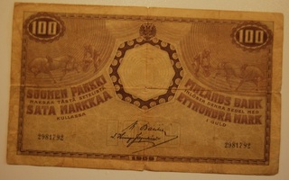 Suomen pankki 100 markkaa kullassa 1909