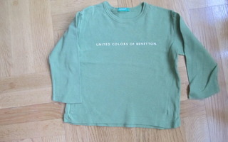 BENETTON oliivinvihreä pitkähihainen paita koko 92