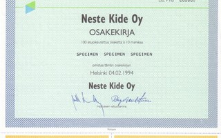 1994 Neste Kide Oy spec, Helsinki pörssi osakekirja