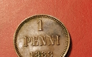 *Suomi *  1 penniä  *1888 *   Copper/Kupari *1+