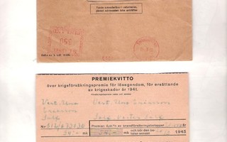 Krigsskadeföreningen, 1943, med Premiekvitto.