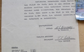 Käsky Rautatie Radan Tarkastus Kaarlahti - Käkisalmi 1942