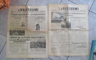 UUSI SUOMI 1940 numerot 162 ja 183 sanomalehdet
