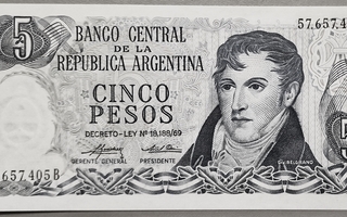 Argentiina Argentina 5 pesos 1974-76 P-294 UNC