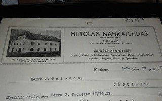 Hiitola Nahkarehdas lomake 1932 PK140/8