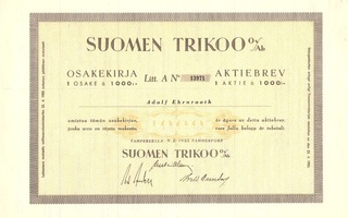 1955 Suomen Trikoo Oy, Tampere     omistaja  Adolf Ehrnrooth