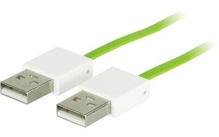 Deltaco USB 2.0 kaapeli A uros - uros, 0.5m, litteä, vihreä
