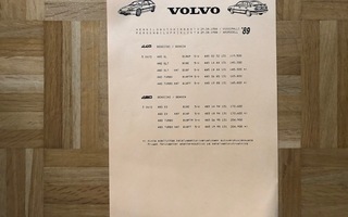 Hinnasto Volvo 440 480, 1989. Esite