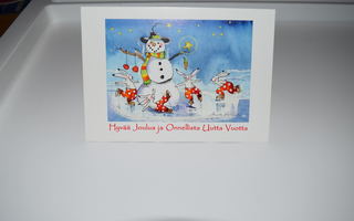 postikortti (A) anita polkutie lumiukko ja jänikset