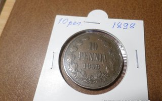 10  penniä   1898     Rahakehyksessä    Kl 7-8