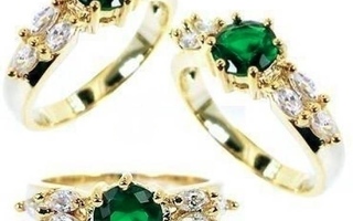 28 .. 18k Kulta Duble Green Emerald Kaunis .. Sormus