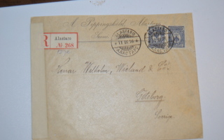 Kirjeessä 2, 10 kopeekan merkkiä leimattu 1916 sotasensuuri