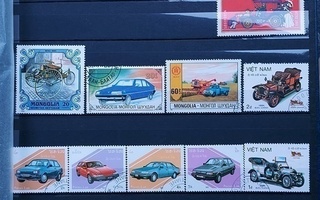 22 autoaiheista postimerkkiä mm. Ford Lancia  Peugeot